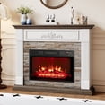 thumbnail image 1 of LGHM 44" Electric Fireplace with Mantel, Free Standing Fireplace Heater with LED Flame for Living Room, Bedroom,White, 1 of 12