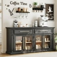 thumbnail image 1 of LGHM 63" Sideboard Buffet Cabinet with Drawers, Modern Kitchen Storage Cabinet with Adjustable Shelves and Magnetic Catch Doors, Wood Coffee Bar for Kitchen, Living Room, Black, 1 of 9