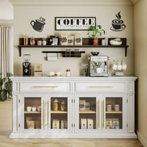 LGHM 63" Sideboard Buffet Cabinet with Storage, Modern Credenza with 4 Doors & Adjustable Shelves, Wood Coffee Bar Kitchen Cabinet with 2 Large Drawers for Living Room