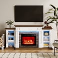 thumbnail image 1 of LGHM 71" Electric Fireplace TV Stand with Mantel, Farmhouse Entertainment Center for TVs up to 80" with  LED Light, White & Brown, 1 of 9