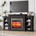 thumbnail image 1 of LGHM 72" Electric Fireplace TV Stand for 80 inch TV, Freestanding 23" Fireplace Heater with Mantel for Living Room, Bedroom, Red Brick, Black, 1 of 9