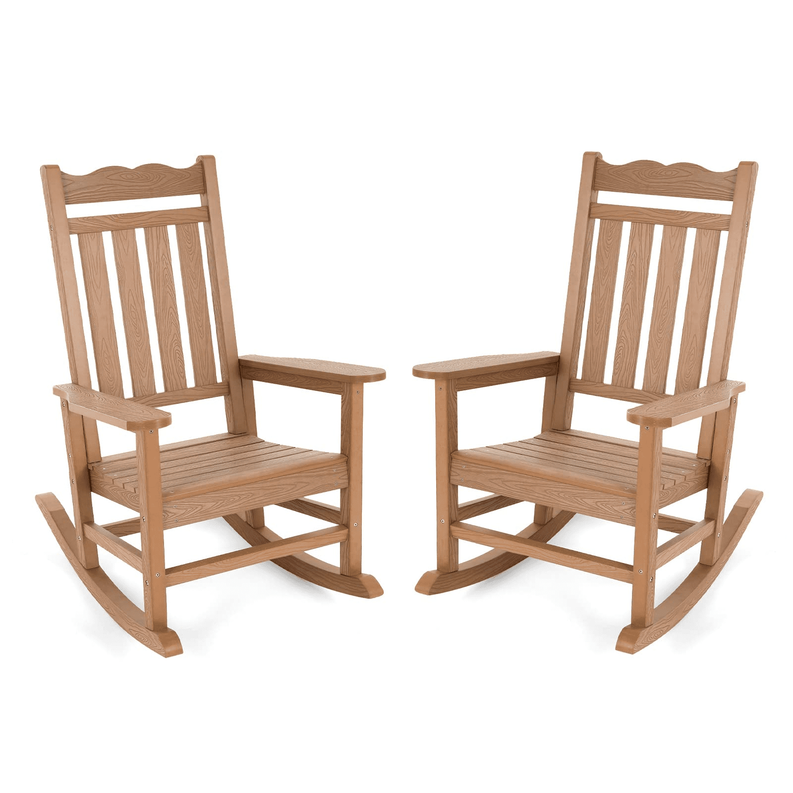LGHM Brown Outdoor Rocking Chair Set of 2, Porch Rocker 400 Lbs Support
