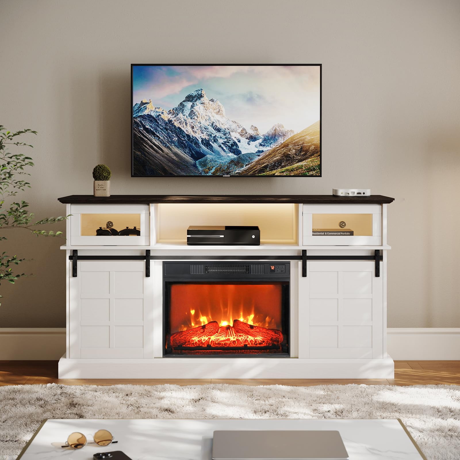 LGHM Fireplace TV Stand with 23" Electric Fireplace for TVs Up to 65 ...