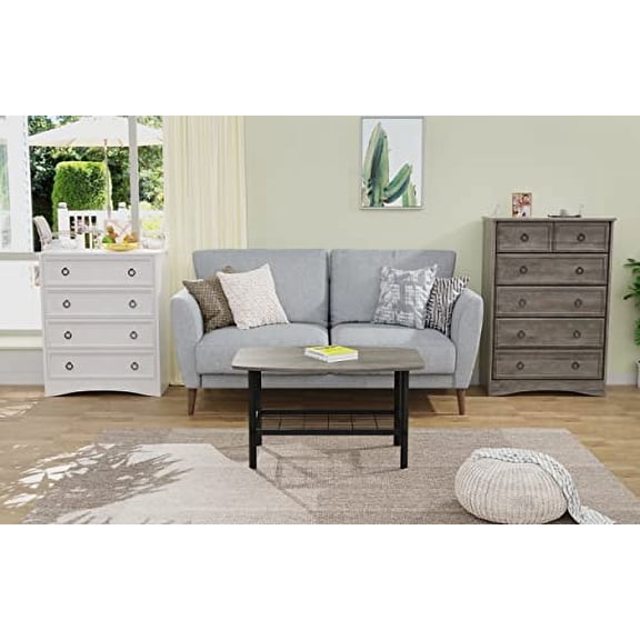 LGHM Modern 6 Drawer Dresser, Dressers for Bedroom, 44.33" Tall Chest of Drawers Closet Organizers & Storage Clothes - Easy Pull Handle, Textured Borders Living Room, Hallway, Gray