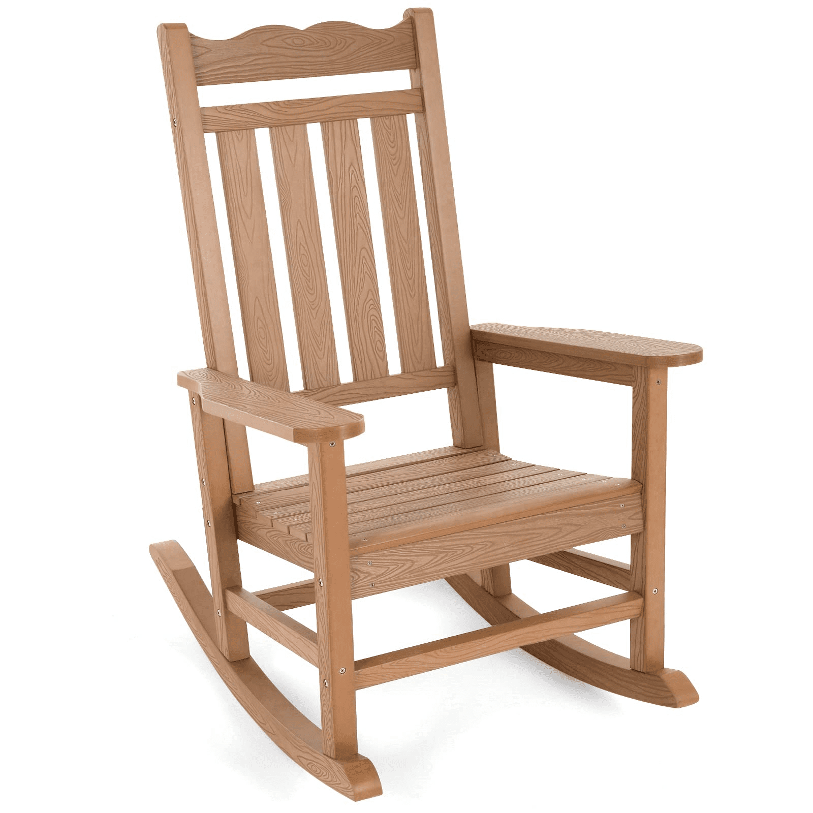 Brown HDPE Plastic Adirondack Rocking Chair with Arms