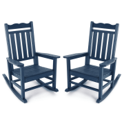 LGHM Outdoor Rocking Chair Set of 2, Porch Rocker 400 Lbs Support Patio Chair for Backyard, Lawn, Garden, Blue