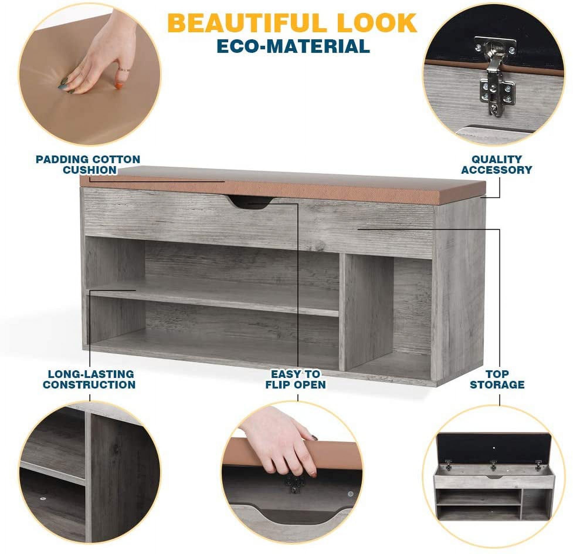 LGHM Storage Bench, 3Tier Shoe Rack Entryway Bench for Livingroom