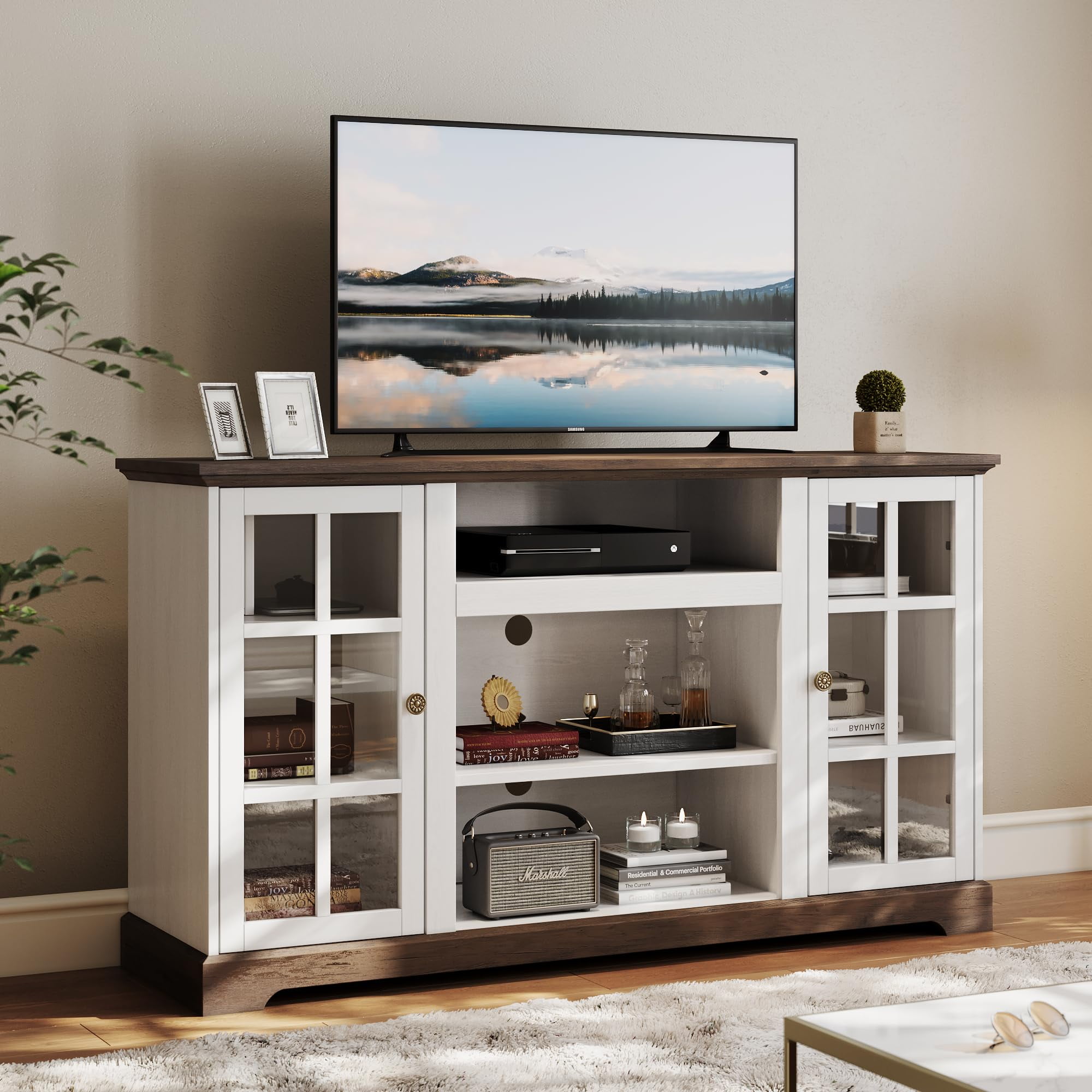 LGHM TV Stand for TVs up to 65", Modern Tall Entertainment Center Media
