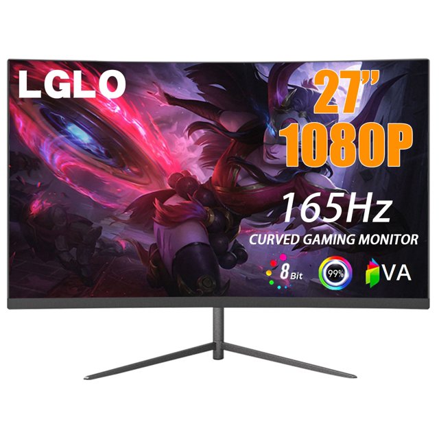 LGLO 27'' 165Hz Curved PC Gaming Monitor FHD 1920 x 1080 Builtin