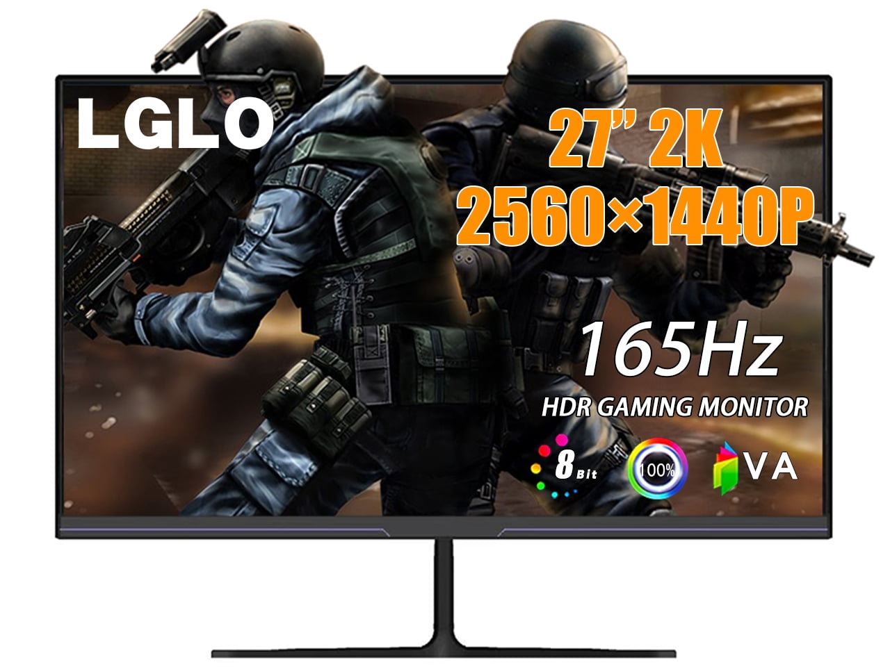 Svaghed dilemma nød LGLO 27 inch HDR Gaming Monitor 2K 165Hz 2560x1440 QHD LED Monitor 100%  sRGB Support HDMI and DisplayPort VESA Compatible, Tilt Adjustable, Eye  Care - Walmart.com