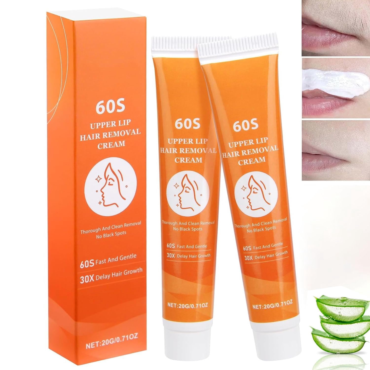 LGM Pack of 2 Facial Hair Removal Cream, Upper Lip Hair Removal Cream ...