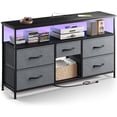 thumbnail image 1 of LGOOD TV Stand Dresser with LED Lights & Power Outlets, Entertainment Center for 50" Inch TV, 5 Drawers TV Stand for Bedroom Dresser with Shelves for Living Room, Sturdy Metal Frame-Grey, 1 of 10