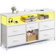 thumbnail image 1 of LGOOD TV Stand Dresser with LED Lights & Power Outlets, Entertainment Center for 50" Inch TV, 5 Drawers TV Stand for Bedroom Dresser with Shelves for Living Room, Sturdy Metal Frame-White, 1 of 10