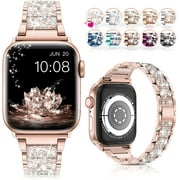 LGSY Apple Watch Band 38mm 40mm 41mm Series 8 7 6 5 4 3 2 1 SE Women Bling Diamond Replacement Bracelet Strap Jewelry Replacement Metal Wristband