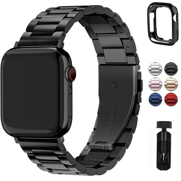 LGSY Apple Watch Band 38mm Metal iWatch Bands Adjustable Strap with Case for Apple Watch Series 7 6 5 4 3 2 1 SE
