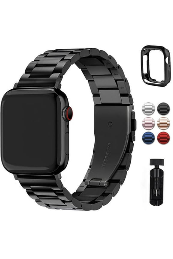 Apple Watch Band 40mm Metal iWatch Bands Adjustable Strap with Case for Apple Watch Series 7 6 5 4 3 2 1 SE