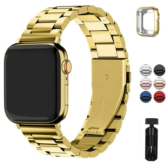 LGSY Apple Watch Band 44mm Metal iWatch Bands Adjustable Strap with Case for Apple Watch Series 7 6 5 4 3 2 1 SE