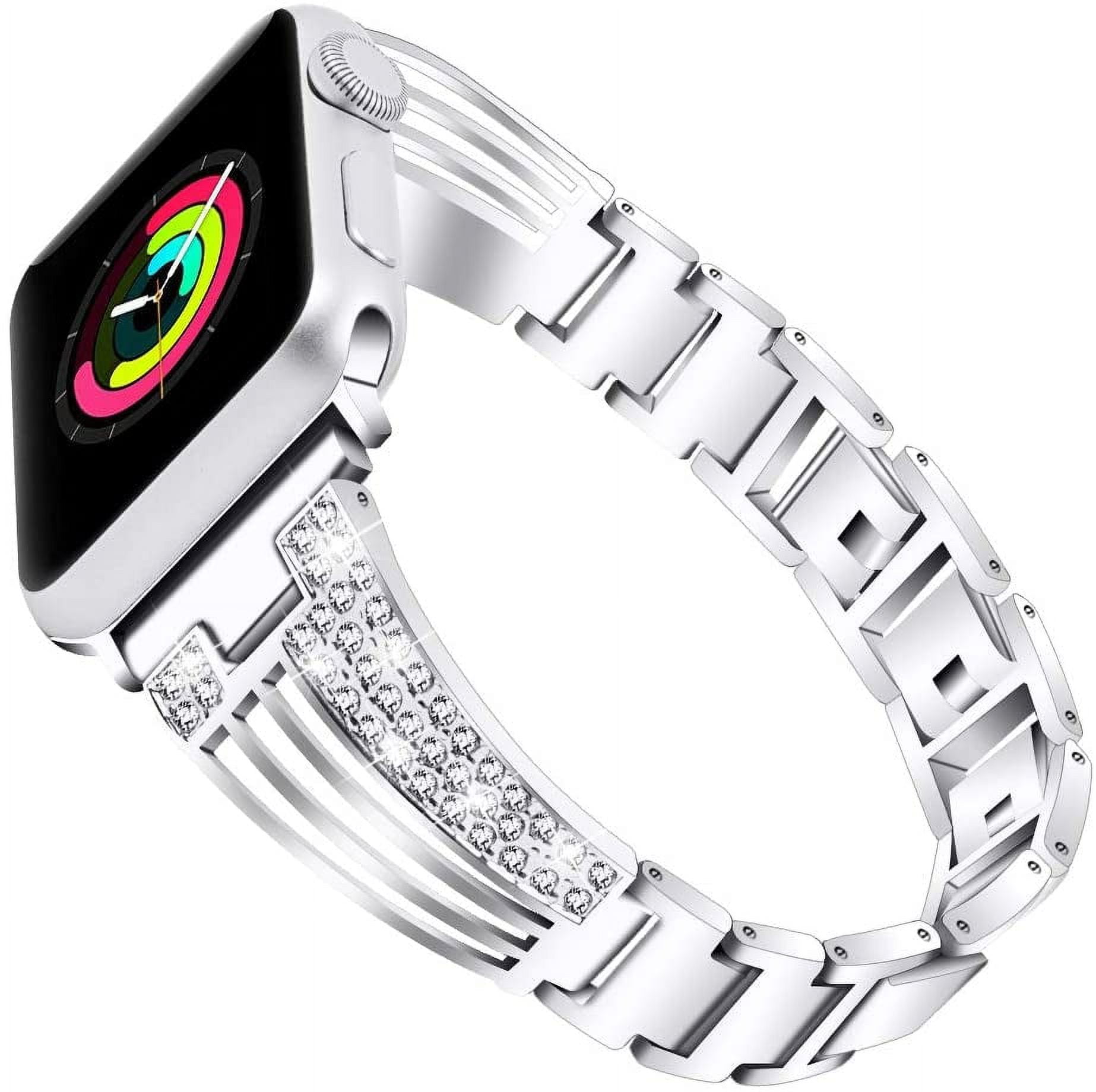 LGSY Apple Watch Band Bling Diamond Rhinestone Metal Wristband