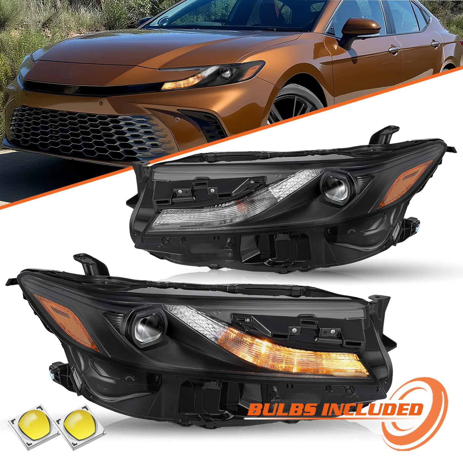 LH/RH Full LED Headlights For 2024 2025 Toyota Camry LE SE Projector ...