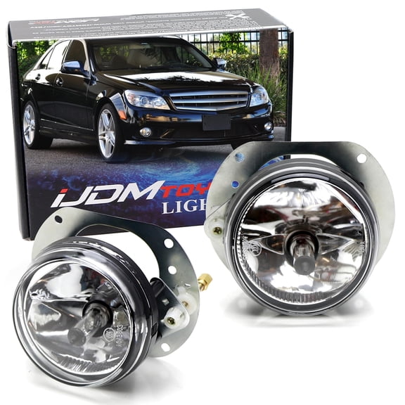 LH/RH OEM-Spec Clear Lens Halogen Fog Lamps For Mercedes C R CL SL SLK Class, Driver Passenger Side Assembly w/ (2) 55W H7 Halogen Bulbs