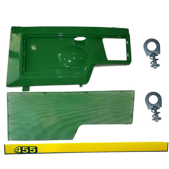 LH Side Panel, Screen Sticker Decal and Panel Retaining Clip Kit AM128983 M116021 Fits John Deere 455 UP S/N