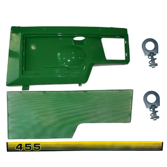 LH Side Panel, Screen Sticker and Panel Retaining Clip Kit AM128983 M116021 Fits John Deere 455 LOW S No