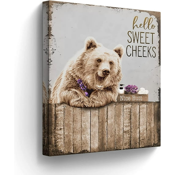 LH137HB-Bears Bathroom Decor Wall Art Funny Bear Pictures Wall Decor Farmhouse Bear Bathroom Painting for Bathroom Toilet Cute Bears Prints Artwork
