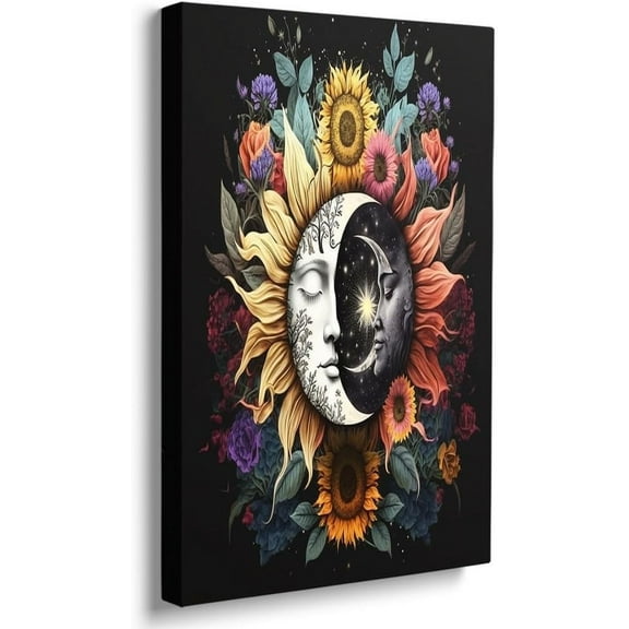 LH137HB-Boho Celestial Decor Celestial Sun Moon Poster,Vintage Star Decor for Bedroom Living Room Decor Boho Sun Moon Wall Art Print Aesthetic Room Decor Pictures for Bedroom Decorations