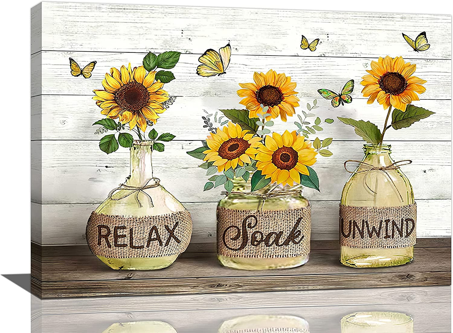 LH137HB-Farmhouse Bathroom Decor Wall Art Rustic Sunflower Bathroom ...
