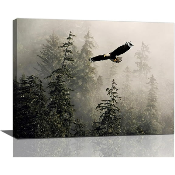 LH137HB-Forest Eagle Wall Art Nature Tree Wall Decor Flying Eagle Print Painting Animals Pictures Modern Home Artwork Decor for Bathroom Living Room Bedroom Ready to Hang