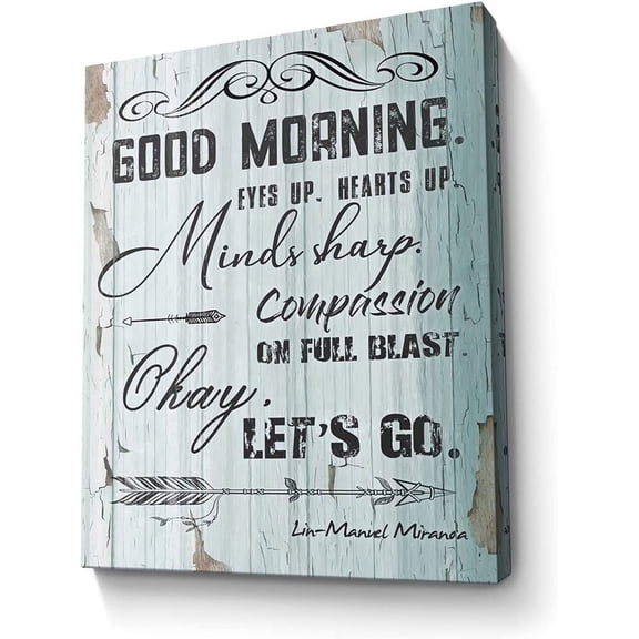 LH137HB-Good Morning Positive Quotes Canvas Wall Art Motivational Poster Wall Decor Inspirational Saying Painting Modern Artwork for Bedroom Bathroom Office Home Decor
