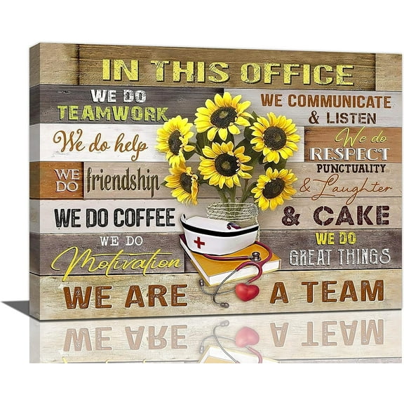 LH137HB-In This Office Nurse Wall Art Inspirational Quotes Therapist Medical Teamwork Nursing Gifts Sunflower Pictures Wall Decor We Are A Team Canvas Painting Prints Decorations for School