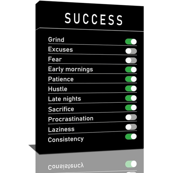 LH137HB-Motivational Wall Art for Office Inspirational Success Pictures Wall Decor Positive Quotes Canvas Painting Print Modern Artwork Decorations for Home Bathroom Living Room Bedroom