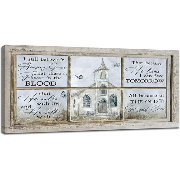 LH137HB-Religious Wall Art Christian Church Butterfly Amazing Grace Pictures Wall Decor Extra Large Canvas Prints Paintings Artwork Home Decorations for Bathroom Living Room Bedroom Kitchen