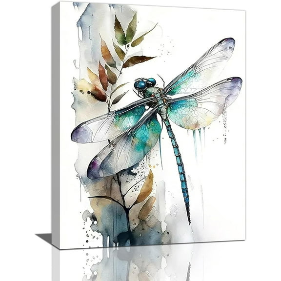 LH138HB-Unframed Dragonfly Wall Art Watercolor Dragonfly Decor Wall Print Watercolor Paintings Canvas Insect Nature Pictures Artwork for Bathroom Bedroom Living Room