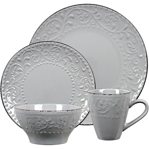 LH527 Dinnerware Set for Entertaining, One Size, Gray