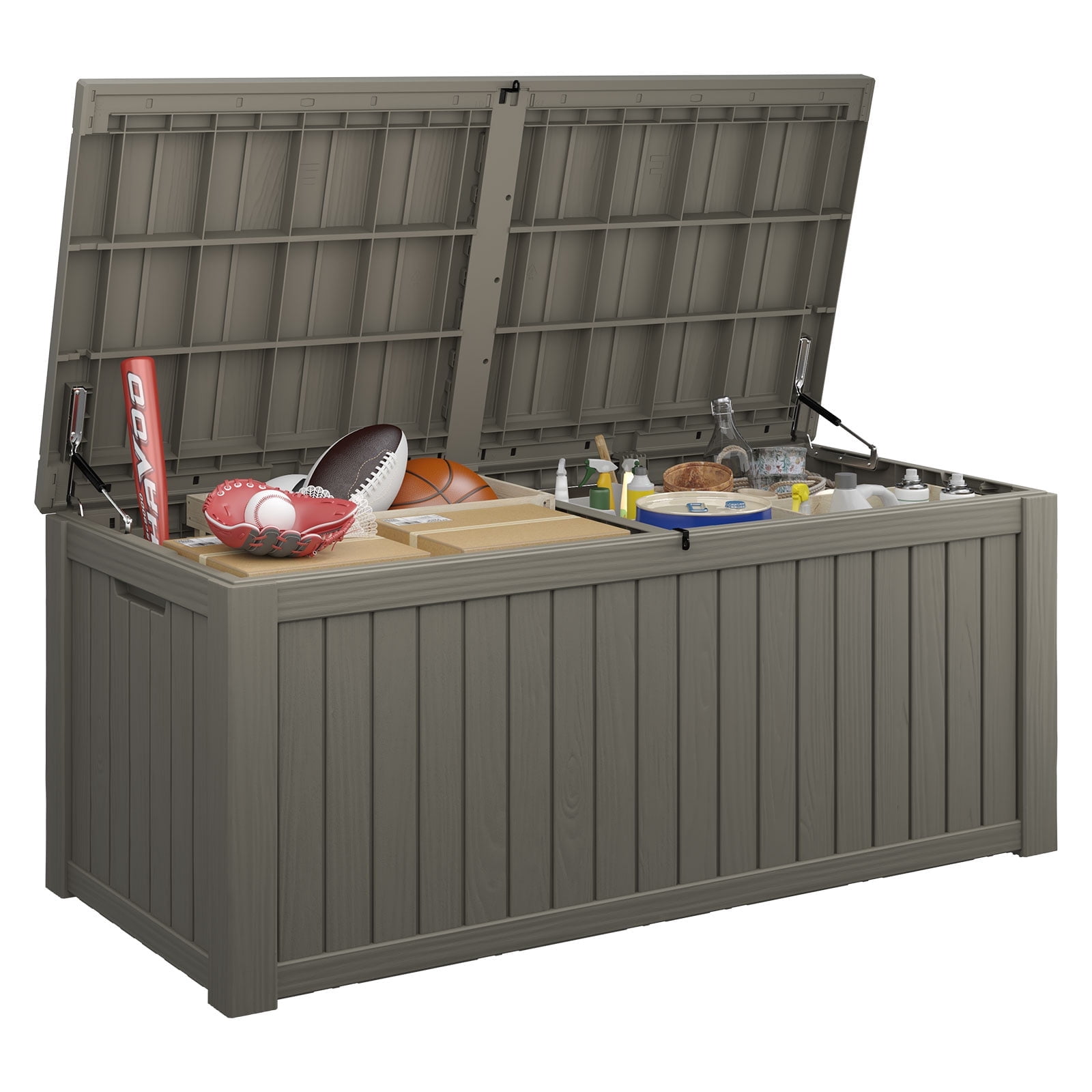 Walmart discount codes: LHBcraft 180 Gallon Deck Box, Resin Outdoor Storage Box, Waterproof and UV Resistant Lightweight Indoor Storage Deck Box for Pool Supplies, Garden Tools, Toys
