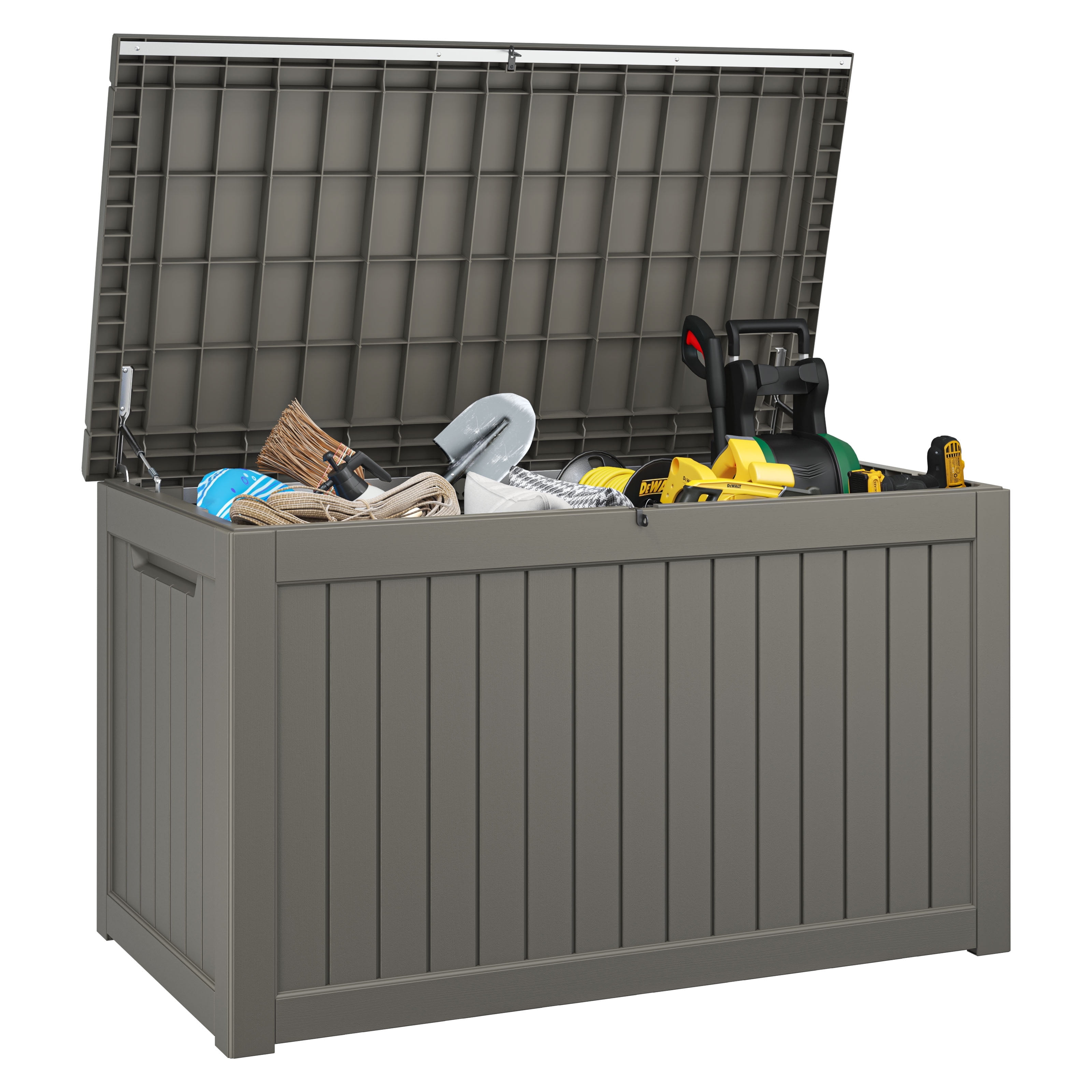 Gray 230 Gallon Lockable Weather-Resistant Plastic Deck Box