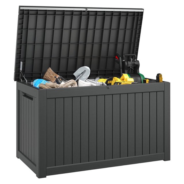 LHBcraft 230 Gallon Resin Deck Box, Large Indoor and Outdoor Storage