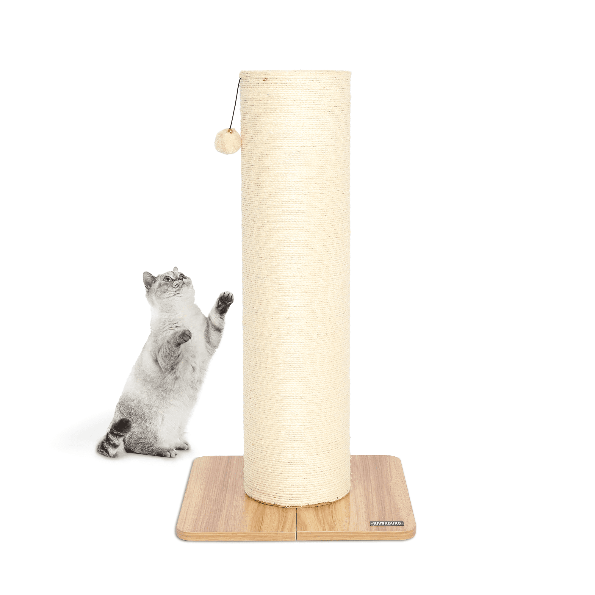 LHBcraft 29.5" Cat Scratching Post, 7.5" Dia Thick Natural Sisal Cat Scratch Post, Beige