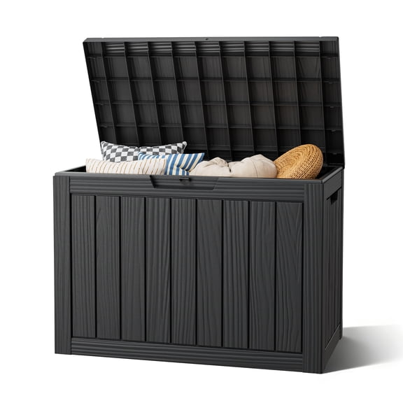 LHBcraft 45 Gallon Resin Outdoor Storage Box, Waterproof and UV Resistant Lightweight Storage Deck Box for Garden Tools, Supplies, Toys