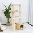 thumbnail image 1 of LHBcraft 53" Woven Cat Tree for Indoor Cats, 5-Level Modern Cat Tree w/Sisal Scratching Posts, Beige, 1 of 7