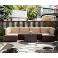 thumbnail image 1 of LHBcraft 7 Piece Patio Furniture Set, All Weather PE Rattan Outdoor Sectional Brown Wicker, 1 of 5