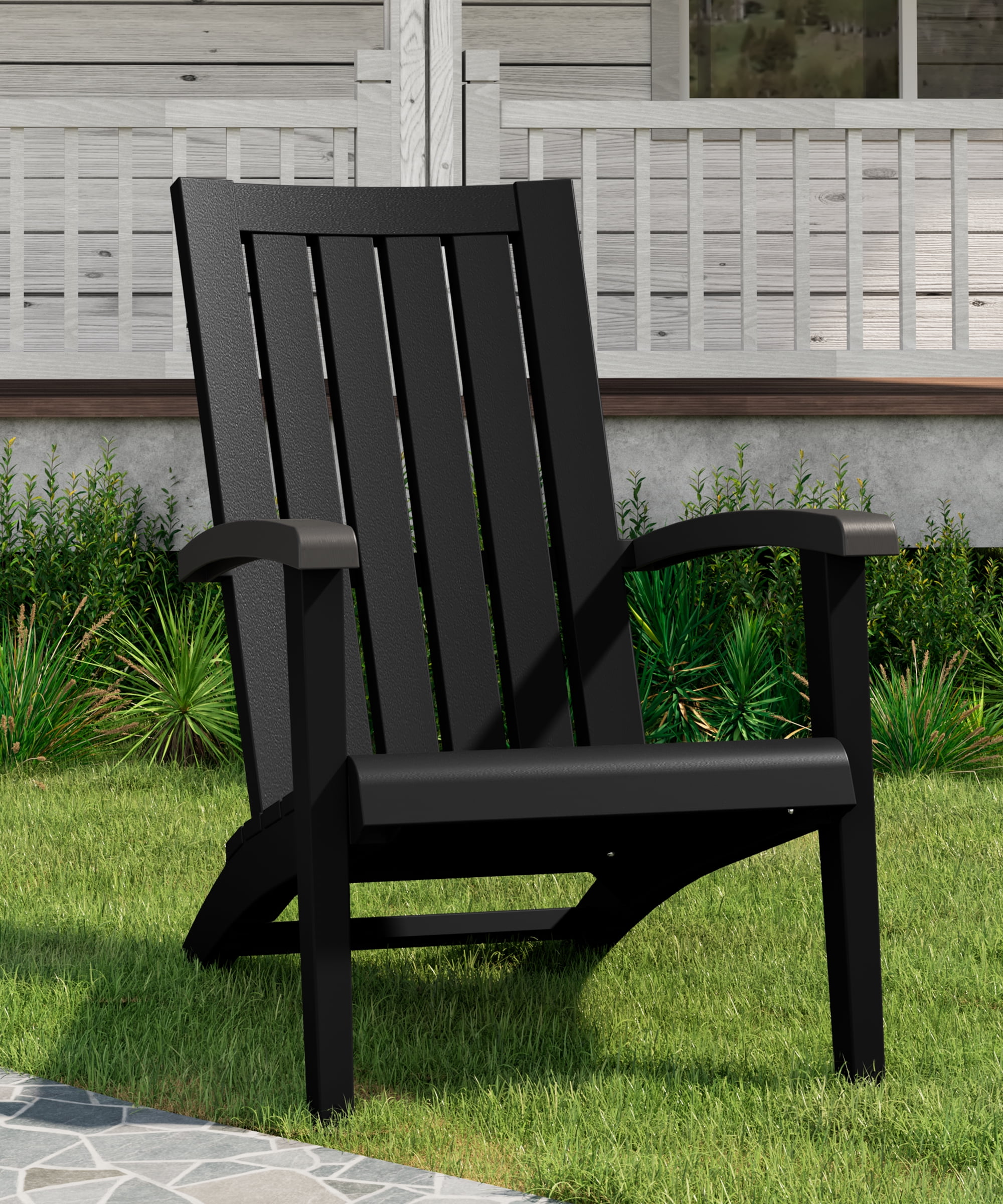 LHBcraft Modern Adirondack Chair Wood Texture, Poly Lumber Patio Chairs