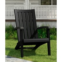 LHBcraft Modern Adirondack Chair Wood Texture, Poly Lumber Patio Chairs, Pre-Assembled Weather Resistant Outdoor Chairs for Pool, Deck, Backyard, Garden, Fire Pit Seating, Black