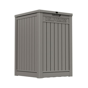 LHBcraft Outdoor Waterproof 48 Gallon Resin Deck Box, Gray