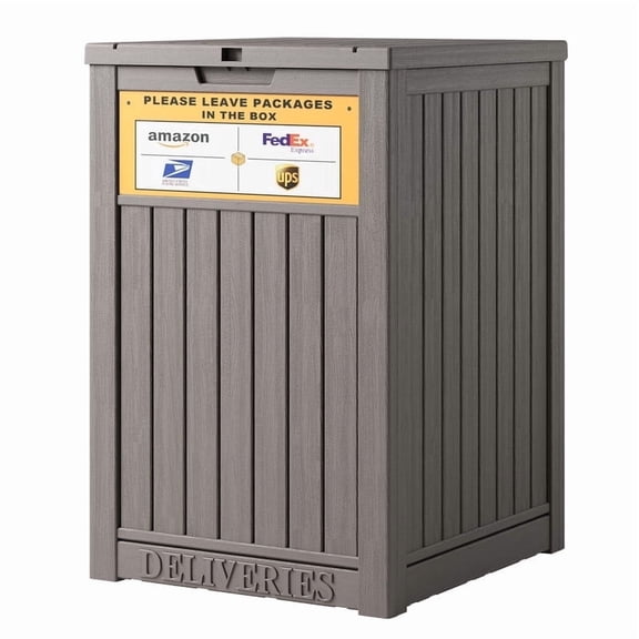 Bifanuo Package Delivery Box for Porch with Delivery Sign, Upgrade 48 Gallon Storage Box with Lockable Secure, Large Double Wall Resin Outdoor Package Delivery and Waterproof Deck Box