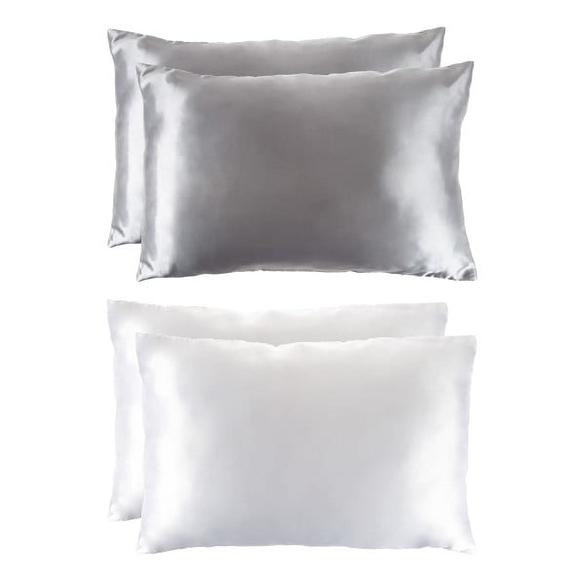 LHC 28” Set of 2 Satin Microfiber Pillowcases Helps Prevent Frizz & Wrinkles for Adult (White)
