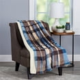 thumbnail image 1 of LHC 66-Throw022 Oversized Plush Woven Polyester Sherpa Fleece Plaid Blanket - Horizon, 1 of 3