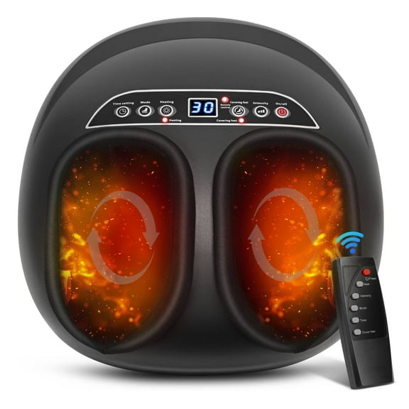 Foot Massager with Heat & Deep-Kneading, Air Compression Shiatsu Foot Massage for Plantar Fasciitis, Circulation, Relaxation & Gift